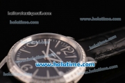 Vacheron Constantin Patrimony Swiss ETA 2824 Automatic Steel Case with Black Leather Strap Black Dial and Diamond Bezel