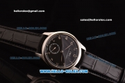 IWC Portuguese Swiss ETA 2836 Automatic Steel Case with Black Dial - Numeral Markers and Black Leather Strap