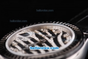 Rolex Datejust Oyster Perpetual Automatic Movement Black Ruby Bezel with Diamond Crested Dial and Black Leather Strap
