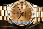Rolex Datejust Swiss ETA 2671 Automatic Yellow Gold Case with Yellow Gold Dial Diamonds Markers and Yellow Gold Bracelet (BP)