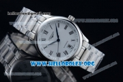 Longines Master Swiss ETA 2824 Automatic Steel Case with White Dial and Steel Bracelet (AAAF)