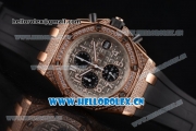 Audemars Piguet Royal Oak Offshore Seiko VK67 Quartz Rose Gold/Diamonds Case with Grey Dial and Arabic Numeral Markers Black Rubber Strap