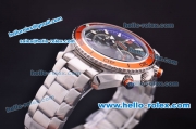 Omega Seamaster Chronograph Miyota Quartz Full Steel with Orange Bezel and Black Dial-7750 Coating