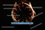 Roger Dubuis Excalibur Knights of the Round Table II Citizen 6T51 Manual Winding Rose Gold Case with Black Jade Dial and Black Leather Strap - (AAAF)