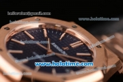 Audemars Piguet Royal Oak Swiss ETA 2824 Automatic Full Rose Gold with Sitck Markers and Blue Dial - 1:1 Original