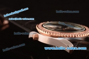 Omega Seamaster Swiss ETA Quartz Steel Case with Rose Gold/Diamond Bezel and Black Dial