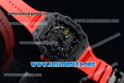 1:1 Richard Mille RM 35-02 RAFAEL NADA Japanese Miyota 9015 Automatic Black PVD Case with Skeleton Dial Red Rubber Strap