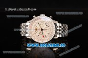Breitling Navitimer GMT Chrono Swiss Valjoux 7750 Automatic Full Steel with White Dial and Stick Markers
