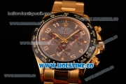 Rolex Daytona Chrono Swiss Valjoux 7750 Automatic Yellow Gold Case/Bracelet with Brown Dial Ceramic Bezel and Arabic Numeral Markers (BP)