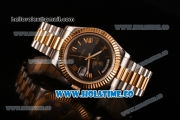 Rolex Day-Date II Asia 2813 Automatic Two Tone Case/Bracelet with Black Dial and Gold Roman Numeral Markers