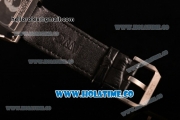 IWC Da-Vinci Chrono Miyota Quartz Steel Case with Black Leather Strap and Black Dial