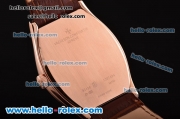 Vacheron Constantin Malte Japanese Miyota OS2035 Quartz Rose Gold Case with Brown Leather Strap and Brown Dial