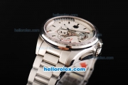 Tag Heuer Carrera Calibre 36 Swiss Valjoux 7750 Automatic Movement Full Steel with Silver Stick Markers and White Dial