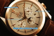 Omega Seamaster Automatic Rose Gold Case with Silver Dial and Brown Leather Strap