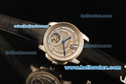 Cartier Calibre Swiss Tourbillon Manual Winding Movement Steel Case with Black Leather Strap