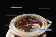 Rolex Datejust Automatic Movement ETA Coating Case with Brown Dial and Diamond Bezel-Steel Strap