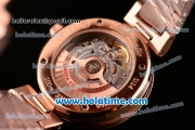 Omega De Ville Ladymatic Swiss ETA 2824 Rose Gold Case Rose Gold Bracelet with Diamond Bezel and White Dial