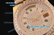 Rolex Masterpiece Swiss ETA 2836 Automatic Full Gold with Diamond Bezel and Diamond Dial