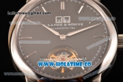 A.Lange&Sohne Saxonia Tourbillon Asia Automatic Steel Case with Black Dial and Silver Stick Markers