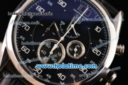 Tag Heuer Mikrograph Chrono Miyota OS10 Quartz Steel Case with White Markers and Black Dial