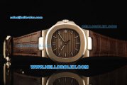 Patek Philippe Nautilus Swiss ETA 2824 Automatic Movement Steel Case with Brown Dial and Brown Leather Strap-1:1 Original