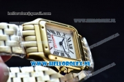 Cartier Santos 100 Japanese Miyota Quartz Yellow Gold Case with White Dial Roman Numberal Markers and Yellow Gold Bracelet