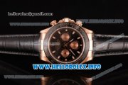 Rolex Daytona Chronograph Swiss Valjoux 7750 Automatic Rose Gold Case with Black Dial Stick Markers and Black Leather Strap (JF)