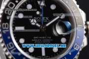 Rolex GMT-Master II Clone Rolex 3186 Automatic Stainless Steel Case/Bracelet with Black Dial and Dot Markers Black/Blue Bezel (BP)