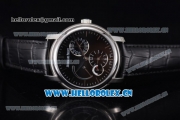 Audemars Piguet Jules Audemars Dual Time Asia ST25 Automatic Steel Case Black Dial Stick Markers and Black Leather Strap