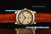 Rolex Cellini Swiss Quartz Steel Case with White Dial and Brown Leather Strap