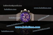 Hublot MDM Chrono Miyota OS20 Quartz PVD Case with Black Rubber Strap Numeral Markers and Purple Dial