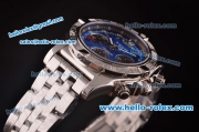 Breitling Chronomat B01 GMT Swiss Valjoux 7750 Automatic Steel Case/Strap with Blue Dial and Diamond Bezel