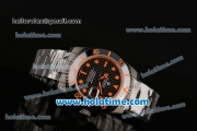 Rolex Submariner Asia 2813 Automatic PVD Case with Orange Markers and Carbon Fiber Dial