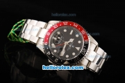 Rolex GMT-Master II Swiss ETA 2836 Automatic Movement Full Steel with Black/Red Bezel and White Markers