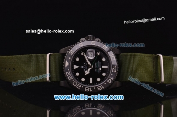 Rolex GMT-Master Pro-Hunter Swiss ETA 2836 Automatic Movement PVD Case with Black Dial-White Markers and Green Nylon Strap