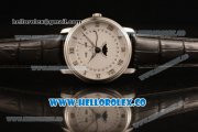BlancPain Villeret Moonphase & Complete Calendar Miyota 9015 Automatic Steel Case with White Dial Black Leather Strap and Roman Numeral Markers (AAAF)