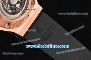 Hublot Big Bang Swiss Valjoux 7750 Automatic Movement Rose Gold Case with Diamond Bezel-Black Dial and Black Rubber Strap