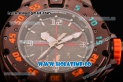 Richard Mille RM028 Swiss Valjoux 7750 Automatic Brown PVD Case with Skeleton Dial and Orange Rubber Strap - Red