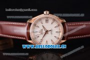 Omega Seamaster Aqua Terra 150 M Co-Axial Clone 8500 Automatic Rose Gold Case with White Dial Diamonds Bezel and Brown Leather Strap (EF)