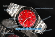 Ferrari Rattrapante Chrono Miyota OS20 Quartz Steel Case with PVD Bezel Red Dial and Stick Markers