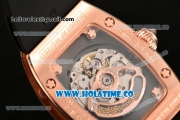 Richard Mille RM007 Miyota 6T51 Automatic Rose Gold Case with Diamonds Dial and Black Rubber Strap