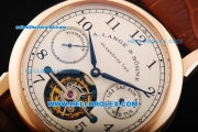 A.Lange&Sohne Glashutte Swiss Tourbillon Manual Winding Movement Rose Gold Case with Cream Dial