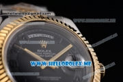 Rolex Day-Date II Asia Automatic Two Tone Case/Bracelet with Black Dial and Arabic Numeral Markers