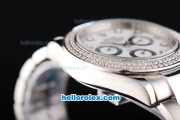 Rolex Daytona Chronograph Automatic with Diamond Bezel-Diamond Marking and White Dial