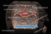 Richard Mille RM 011 Felipe Massa Flyback Chronograph Swiss Valjoux 7750 Automatic Carbon Fiber Case with Skeleton Dial and Black Rubber Strap - 1:1 Original