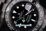 Rolex GMT-Master Pro-Hunter Version Swiss ETA 2836 Automatic Movement PVD Case with Black Dial and Ceramic Bezel-PVD Strap
