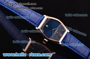 Vacheron Constantin Malte Japanese Miyota OS2035 Quartz Rose Gold Case with Blue Leather Strap and Blue Dial