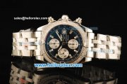 Breitling Chronomat Evolution Chronograph Swiss Valjoux 7750 Automatic Movement Steel Case with Diamond Bezel and Steel Strap