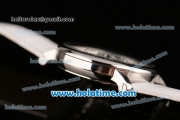 Cartier Rotonde De Swiss Manual Winding Steel Gold Case with White Leather Bracelet and Skeleton Dial