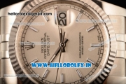 Rolex Datejust Clone Rolex 3135 Automatic Steel Case White Dial With Stick Markers Steel Bracelet- 1:1 Original(AR)